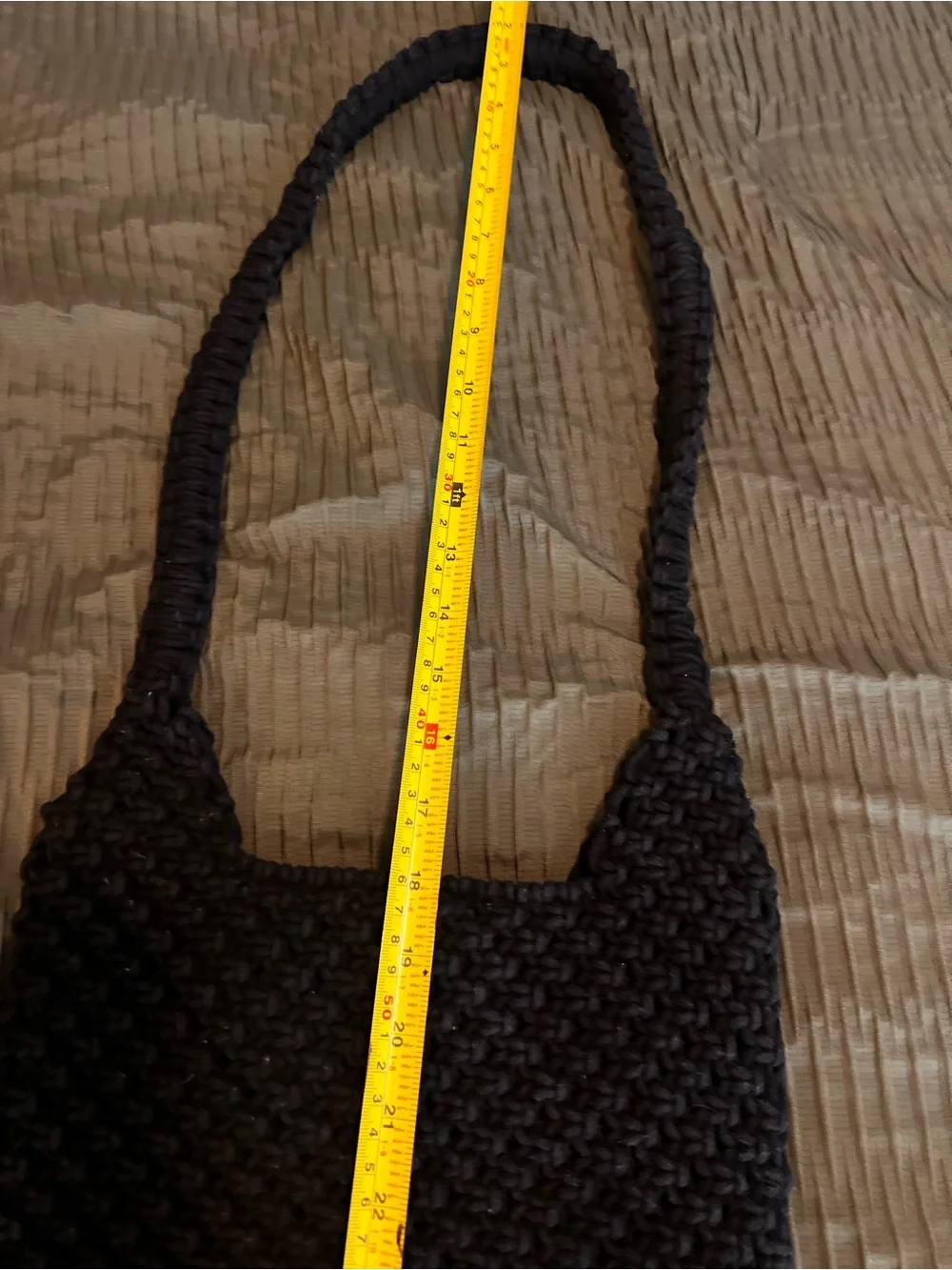 Handmade Black Knit Fringe Shoulder Bag - Brand Not Specified